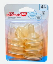 NUK First Essentials Latex Replacement Nipples, 4 Months, Medium Flow - 6 Total