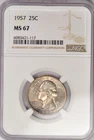 1957 TONED Washington Quarter NGC MS 67 SEE VIDEO Toning Silver Coin 25C