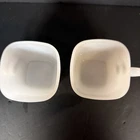 2 Glasbake Square Mugs White 10 Oz Coffee Cup J-2265  Vintage