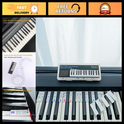 Piano Notes Guide for Beginners - Removable Keyboard Labels, 88-Key Silicone, Re