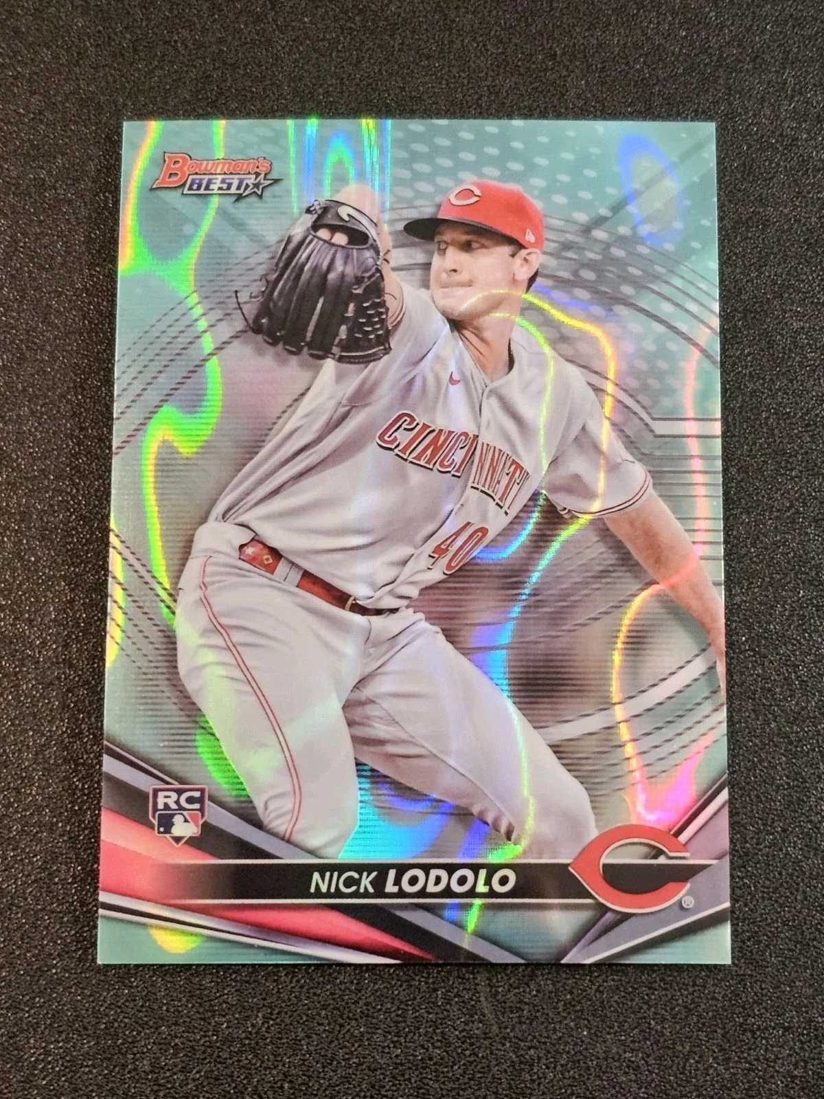 2022 Bowman's Best Nick Lodolo Aqua Lava Refractor #'d /199 Reds Rookie Card RC