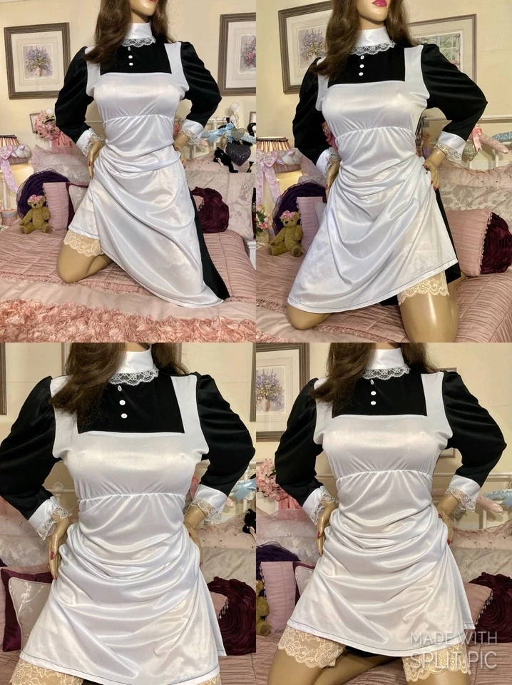 De Colección Sexy Halloween Juegos con disfraces Victoriano Criada Niñera Enfermera Mojada Institutriz Vestido de Nylon Foto 3 de 4