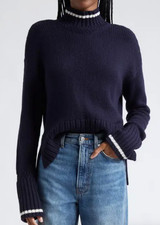 NWOT 378 Veronica Beard Lancetti Stripe Turtleneck Sweater Medium Navy