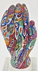 Vintage Murano Millefiori Art Satin Glass Hand Plam