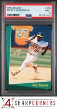 1993 SELECT #106 RICKEY HENDERSON ATHLETICS HOF PSA 9