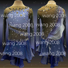 Figure Skating Dress Ice Skating Dress Competition Skating Wear blue dyeing
