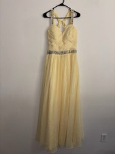 Yellow Sleeveless Dress with Rhinestone Straps and Waistband