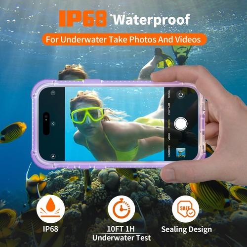 for iPhone 15 Pro Waterproof Case, IP68 Underwater Case Built-in Screen Prote... - Picture 3 of 7