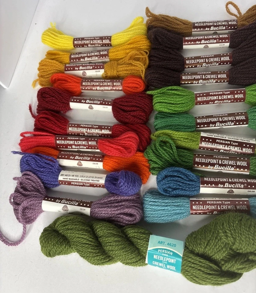 Vtg Bucilla Paragon DMC Needlepoint & Crewel Wool Lot 27 New - Image 2 of 3