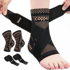 Ankle Brace for Women  Men, Ankle Compression Sleeve Support Copper Infused ...