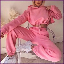 Winter Tracksuit Women Two Piece Set - Oversized Hoodie Sweatpants Solid