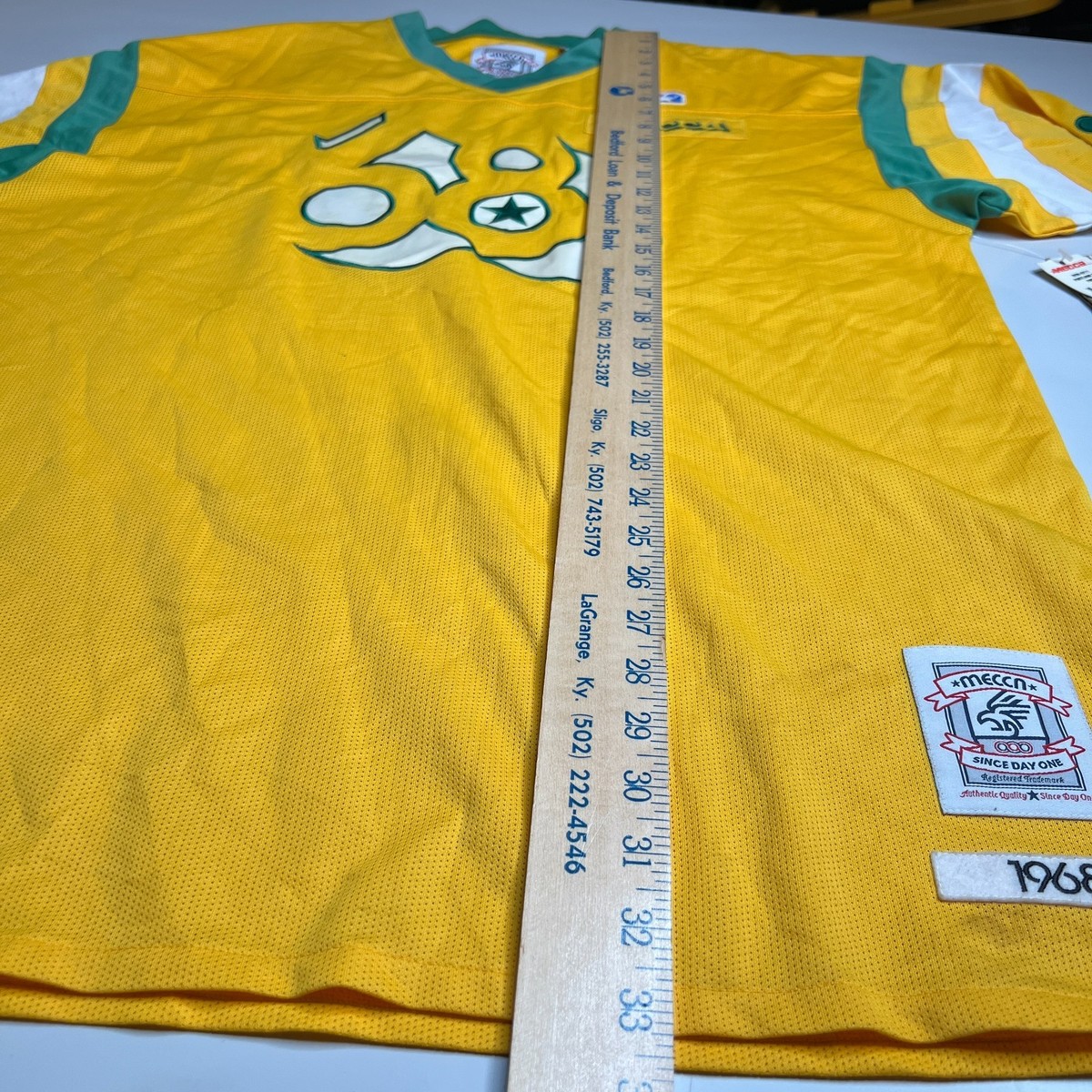 ポケット Mecca USA Portland Top Tonka 1968 Jersey Yellow Green XL NWT