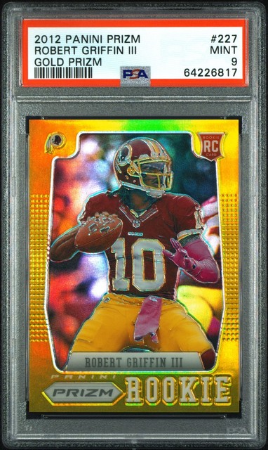 ROBERT GRIFFIN III RC 2012 PANINI PRIZM GOLD ROOKIE SP 7/10 PSA 9 MINT REDSKINS