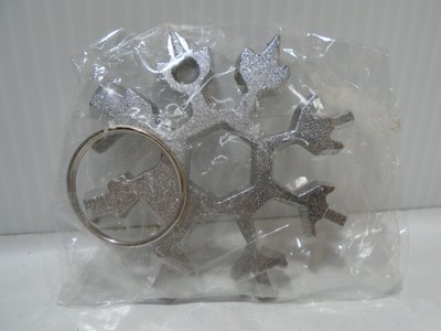 METAL KEYCHAIN STYLE MULTI-TOOL 8 IN 1 SNOWFLAKE 2'' WRENCH KEYRING NIP UNBRANDED