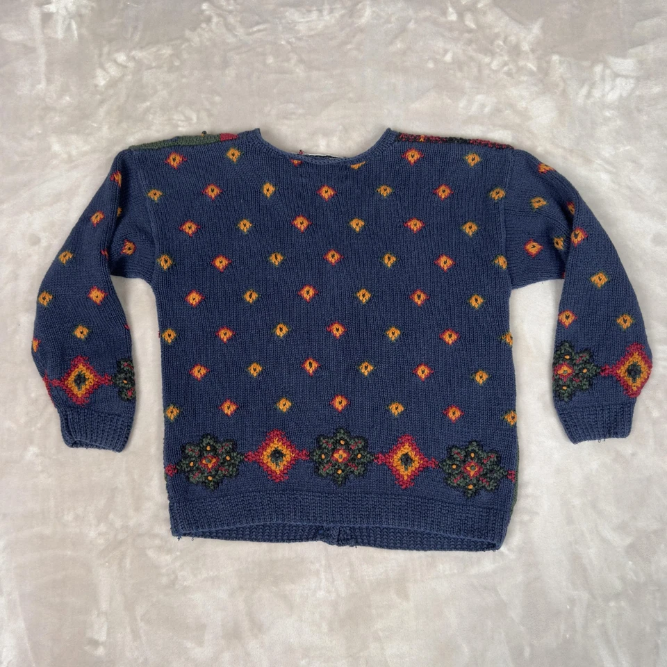 Suéter para mujer Portraits by Northern Isles mediano azul marino cárdigan tejido a mano boho Foto 3 de 4