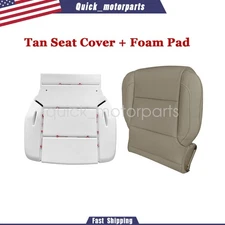 Driver Bottom PERF Leather Seat Cover Tan Foam Padding For 15-19 Silverado Yukon