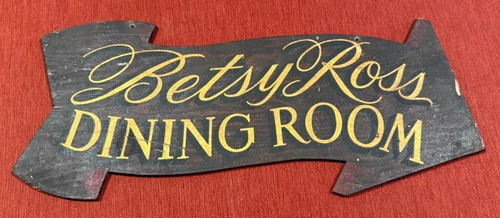 RARE VINTAGE Betsy Ross Dining Room Hand Painted Wooden Arrow Sign GAS OIL