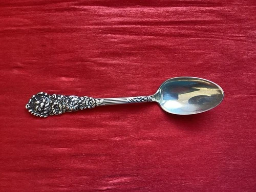 Antique REED & BARTON STERLING SILVER 1892 demitasse spoon Trajan pattern 3.88"