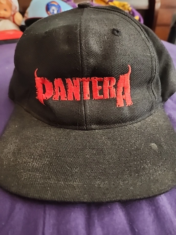 Vintage 90s | Pantera Snapback Hat Cap - Black Heavy Metal Band Wool | HTF Band - Image 2 of 4