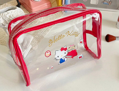 Sanrio lizenzierte Hello Kitty transparente wasserdichte Reise Kulturbeutel große Tasche 