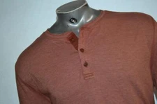 34060-a Mens Lucky Brand Henley Shirt Size XL Orange Cotton Blend