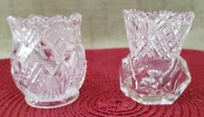 Vintage Pair Of Unsigned Clear EAPG Toothpick Holders With Diamond Patterns