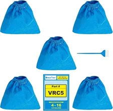 5 Pack VRC5 Filter Bags for Most Vacmaster 4 to 16 Gallon Wet/Dry Vacs, VRC51