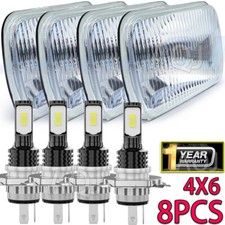 4PCS 4x6" LED Headlights HI-LO Beam Lamp for Chevy Pickup 1981-87 C10 K10 Blazer