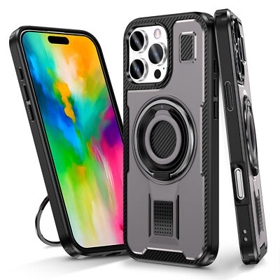 For iPhone 16 Pro Max 15 14 Pro 13 12 11 Shockproof Ring Holder Case Stand Cover
