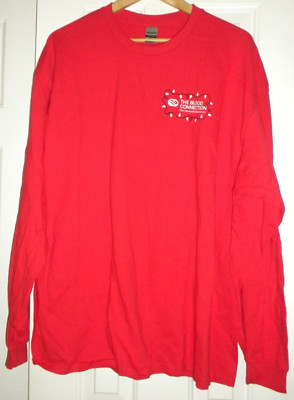 2XL XXL Blood Connection Donor T-shirt Tee Long Sleeve Red Christmas Nice List