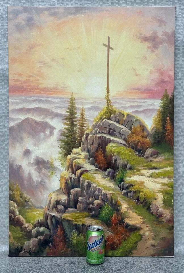 PARA CASA KINKADE CRISTIANISMO PINTURA AL ÓLEO CRISTIANA CRUZ CALVARIO ARTE BÍBLICO Foto 4 de 4