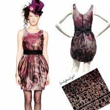 ALICE + OLIVIA Marie Bubble Dress METALLIC SPARKLE Bow Belt Kardashian 4 $495
