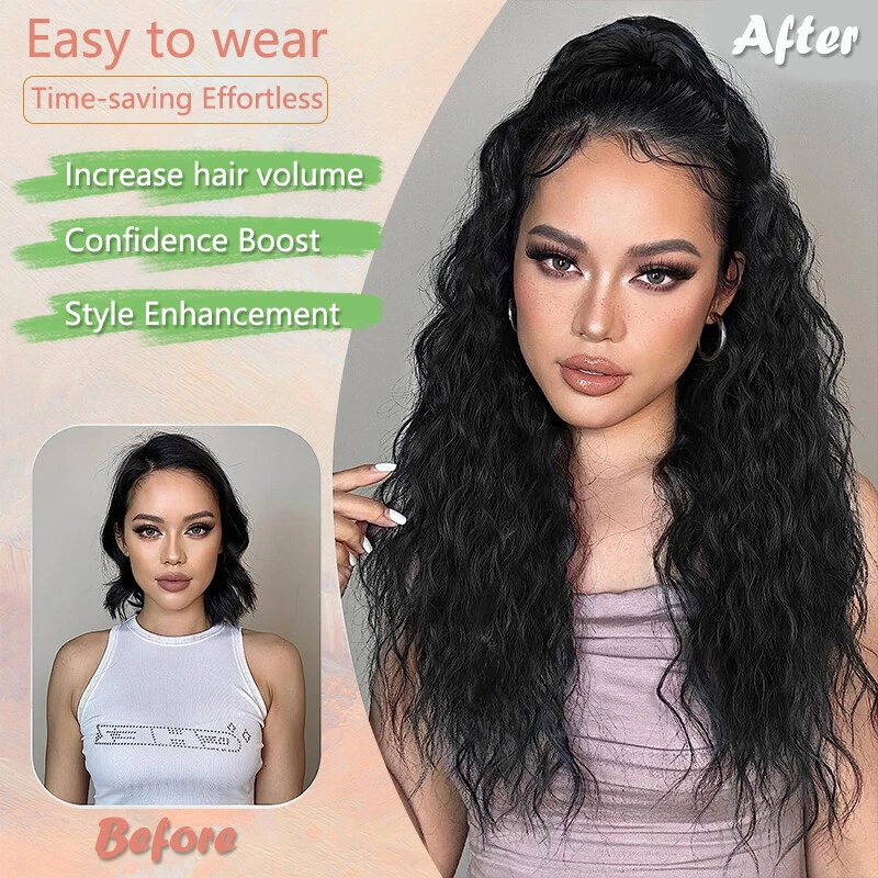 Real Ponytail Claw Clip in As Human Hair Extension Pony Tail Thick Hairpiece US - Image 4 of 4