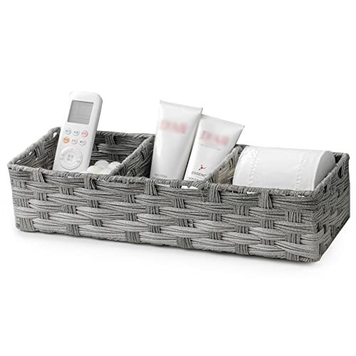 Toilet Tank Topper Paper Basket Multiuse Hand Woven Plastic Wicker