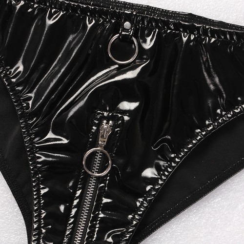Women's High Waist Patent Leather Thong Wet Look Bikini Briefs Panties Clubwear - Picture 100 of 121