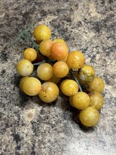 Vintage Alabaster Stone Fruit Grapes Grape Cluster Plastic Stem