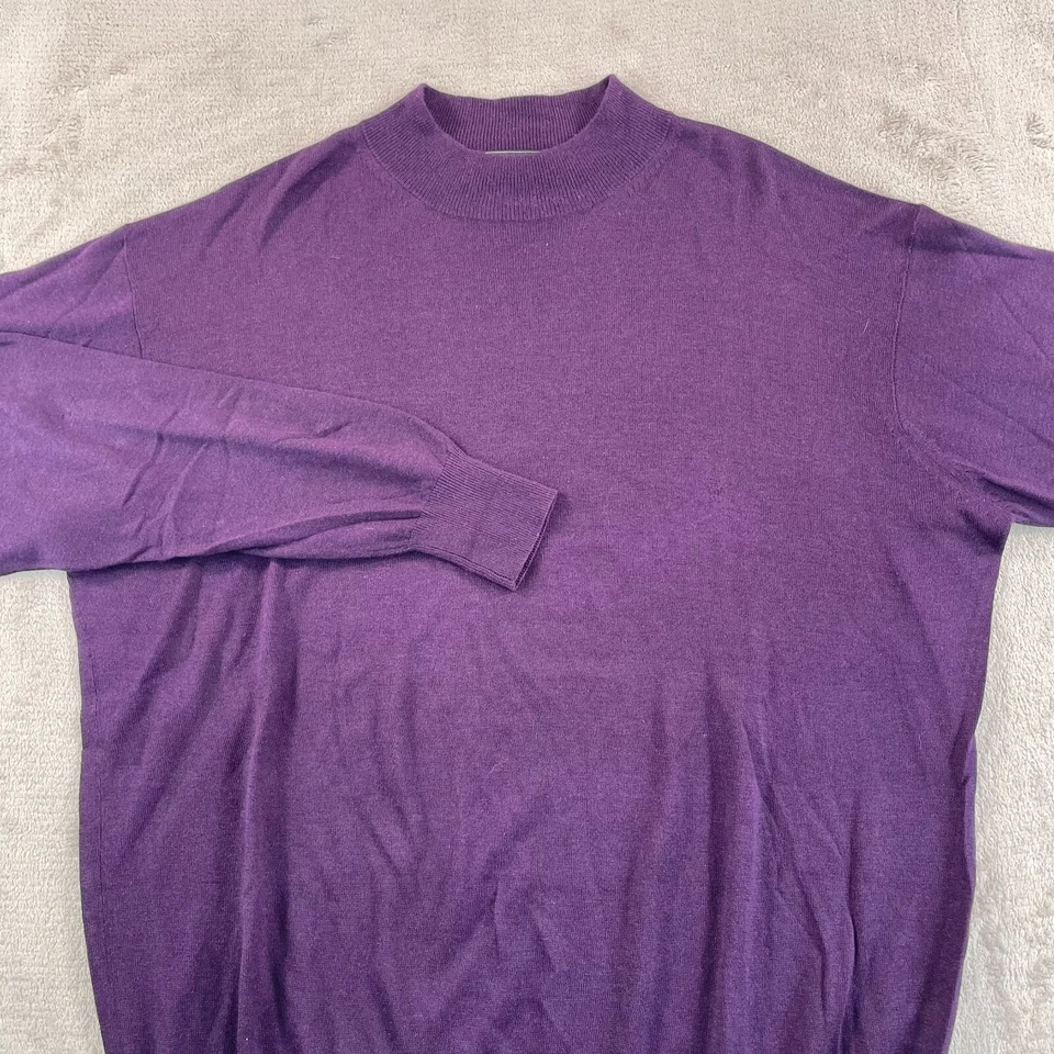 Suéter De Colección Neiman Marcus Cachemira-Seda Cuello Simulado Hombres XL Púrpura Preppy Nuevo Sin Etiquetas Foto 3 de 4
