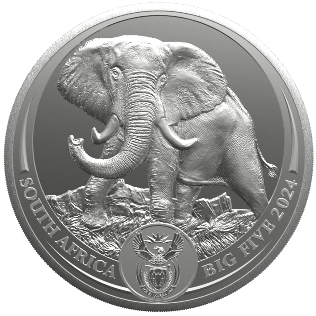 Silbermünze 1kg Big Five III. Elefant (1.) Südafrika 2024 - Polierte Platte