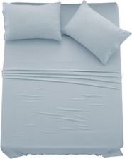 LDC King Sheet Set - 4 PC Brushed Microfiber Bed Sheets 16 Inches Deep Ice Blue