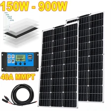 Home Car Monocrystalline Solar Panel Kit For RV Roof Camping Boat 150-900W PWM