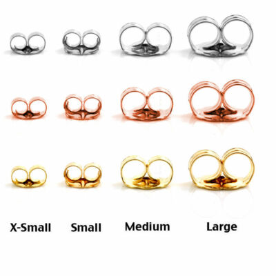 14K Gelb Weiß Rotgold Ohrring Push Back Schmetterling Rückseite S/Med/L
