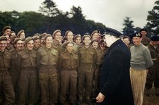 PRIME MINISTER WINSTON CHURCHILL VISITS TROOPS 8x12 GLOSSY PHOTO PRINT