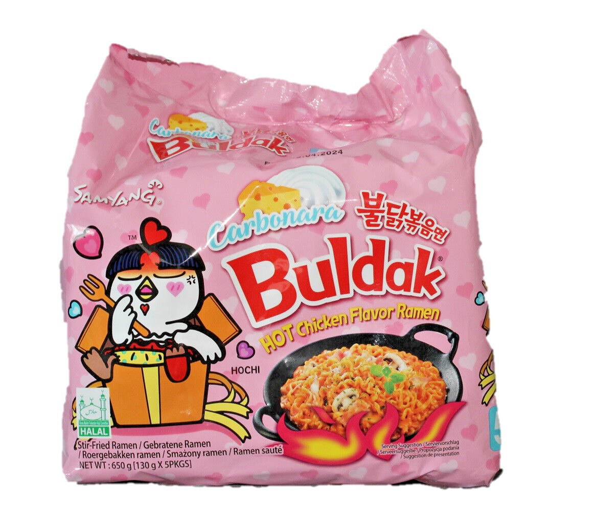 Buldak Carbonara 5er Pack a 130g Korea Instant Nudeln MEGA Hot Chicken Ramen