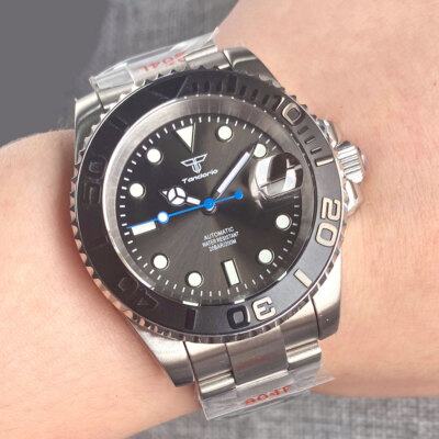 Tandorio Vintage 20ATM Dive Swim Orologi Zaffiro A Cupola Nero Bianco NH35 PT5000 40mm Orologio Meccanico Automatico Da Uomo Luminoso Nuovo - Foto 6