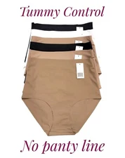 Lady Invisible No Show Laser Cut Tummy Control High Waist Brief Panty Underwear