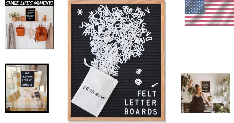 Large Black Felt Letter Board 16x20 Inch + 348 White Letters - Image 2 of 4