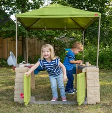 Step2 All around Playtime Patio with Canopy, Kids Indoor/Outdoor Kitchen Playset