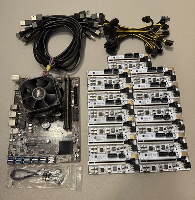 B250C BTC 12x USB 3.0 to PCI-E Motherboard w/ i3 6100, 8GB RAM, 12 x PCIe Risers