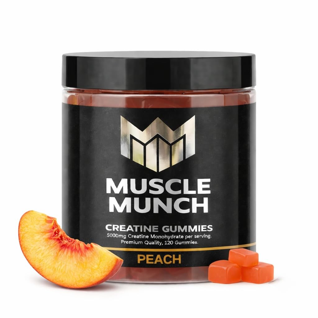 Muscle Munch Creatine Monohydrate Gummies 5000mg BCAA L Taurine and B12 Vegan Pre