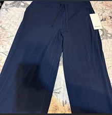 Lululemon Women's Navy Wide-Leg Drawstring Yoga Pants Pockets Stretch 12